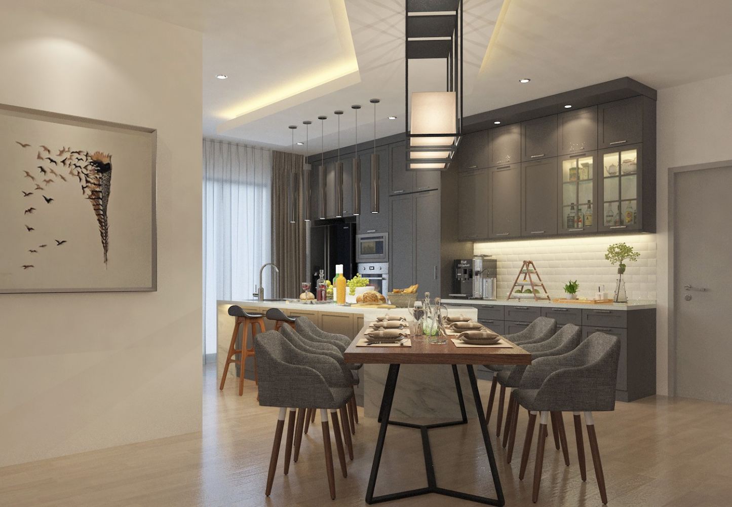Contemporary kitchen renovation with island counter — Singapore